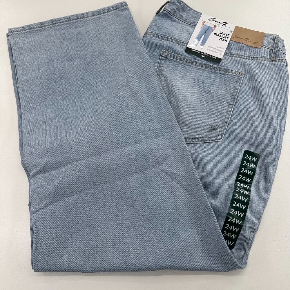 NEW Seven7 Loose Straight Jeans WOMENS Light Wash High Rise SIZE 24 INSEAM 30"
